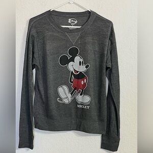 Disney Women’s Mickey Mouse Gray Long Sleeve Top Size L Y2K Nostalgia Kidcore